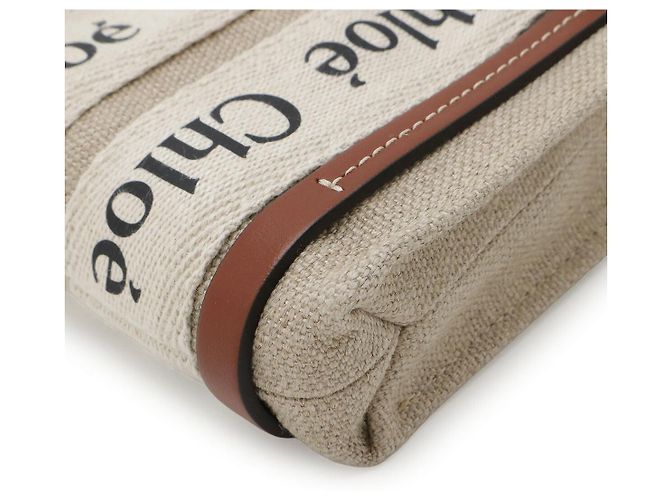 Chloé Woody Nano Tote aus Leinen-Canvas und Leder - Ansicht 3
