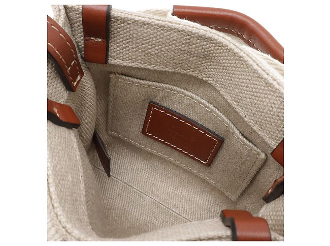 Chloé Woody Nano Tote aus Leinen-Canvas und Leder - Ansicht 5