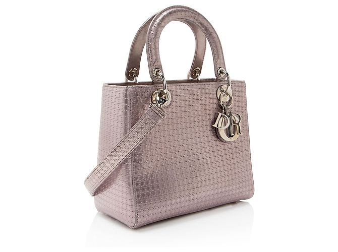 Dior Micro Cannage Metallic Kalbsleder Lady Dior Medium Tote Pink - Ansicht 2