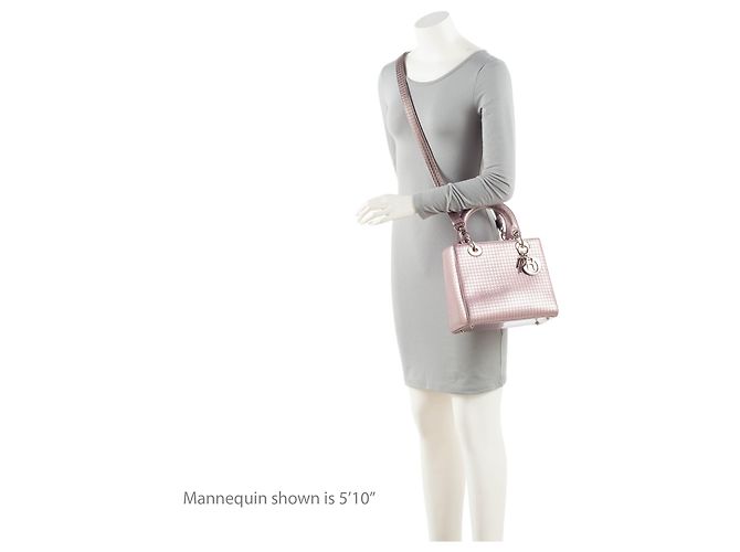 Dior Micro Cannage Metallic Kalbsleder Lady Dior Medium Tote Pink - Ansicht 5
