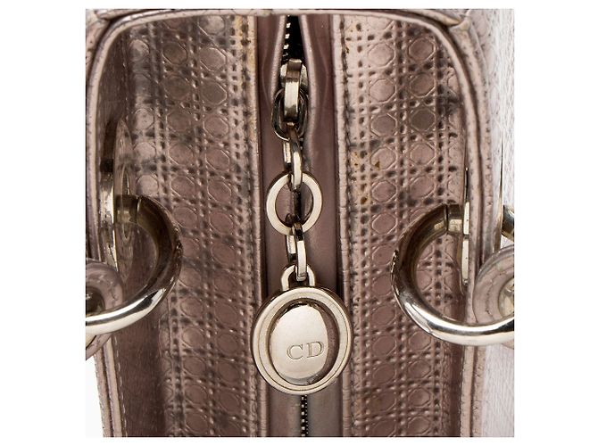 Dior Micro Cannage Metallic Kalbsleder Lady Dior Medium Tote Pink - Ansicht 9