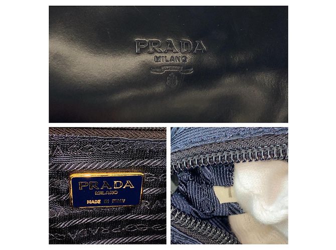 Prada Navy Patent Ketten-Schultertasche Blau - Ansicht 3