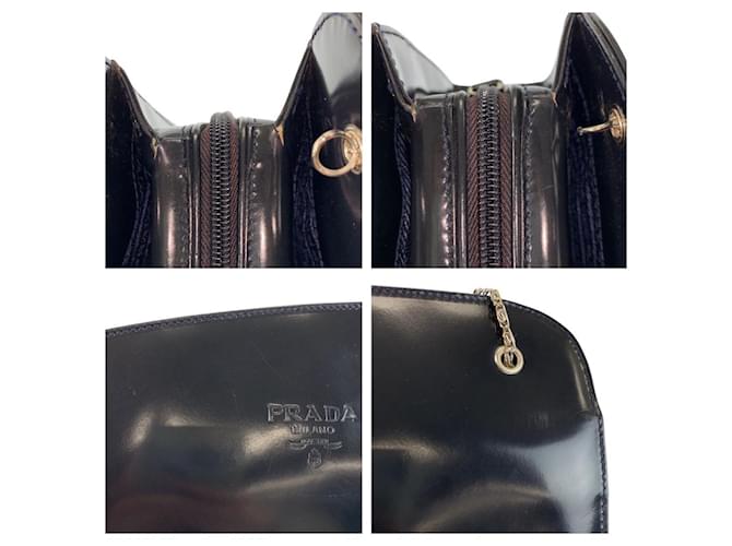 Prada Navy Patent Ketten-Schultertasche Blau - Ansicht 5