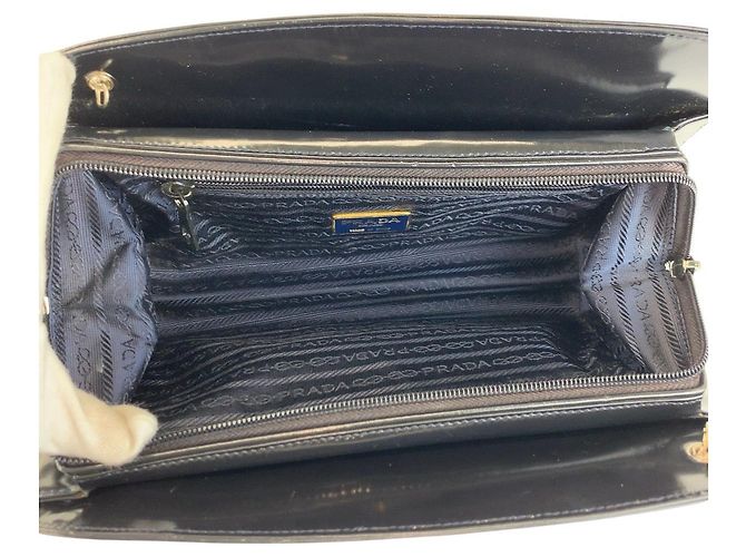 Prada Navy Patent Ketten-Schultertasche Blau - Ansicht 9