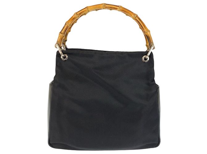 Borsa Tote in Nylon e Pelle Gucci Bamboo Nero - vista 2