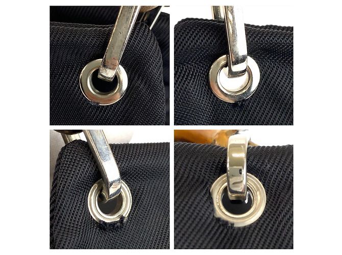 Borsa Tote in Nylon e Pelle Gucci Bamboo Nero - vista 5