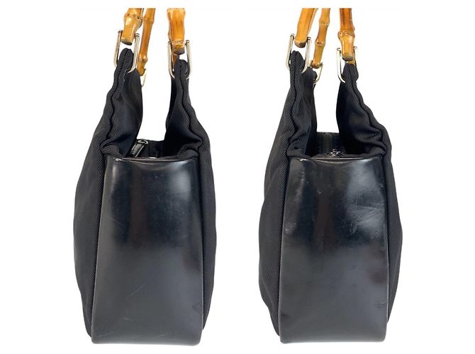 Borsa Tote in Nylon e Pelle Gucci Bamboo Nero - vista 8