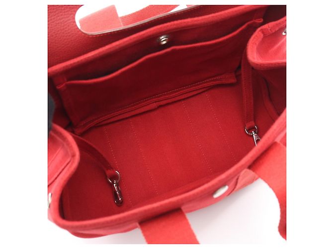 Hermès Borsa a mano in tela e pelle Hermes Valparaiso PM Rosso - vista 3