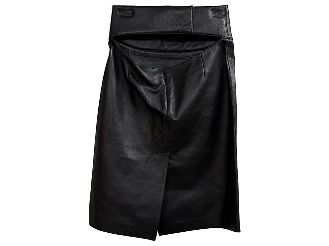 Falda recortada de cuero negro con relieve Givenchy - vista 3