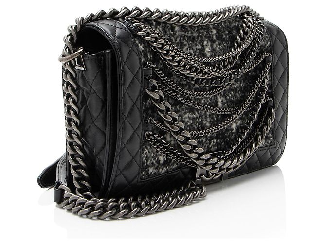 Chanel Tweed Kalbsleder Paris Dallas Enchained Alte Medium Boy Bag - Ansicht 2