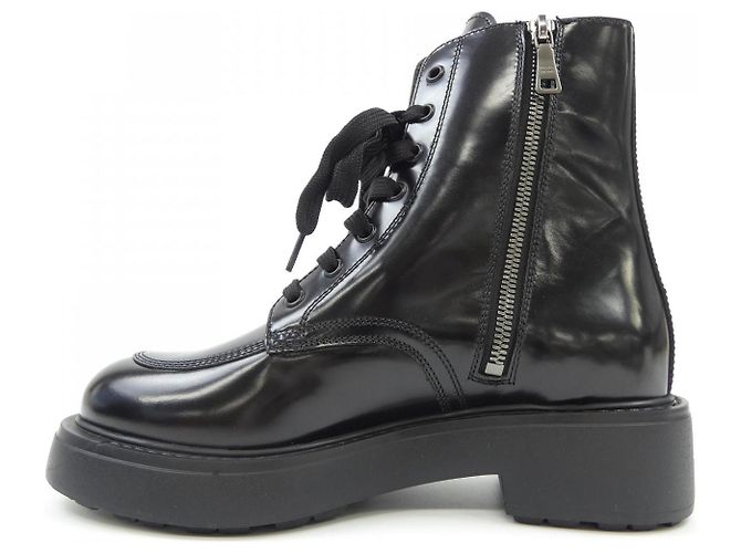 Botas de cuero cepillado Prada 1T647N Negro - vista 2