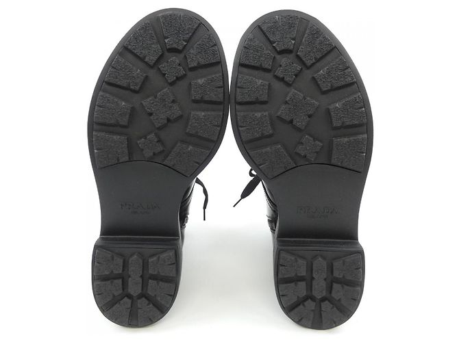 Botas de cuero cepillado Prada 1T647N Negro - vista 4