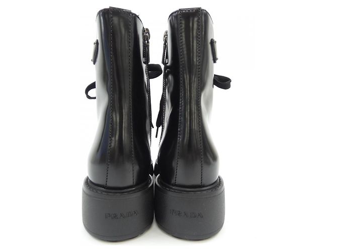 Botas de cuero cepillado Prada 1T647N Negro - vista 5