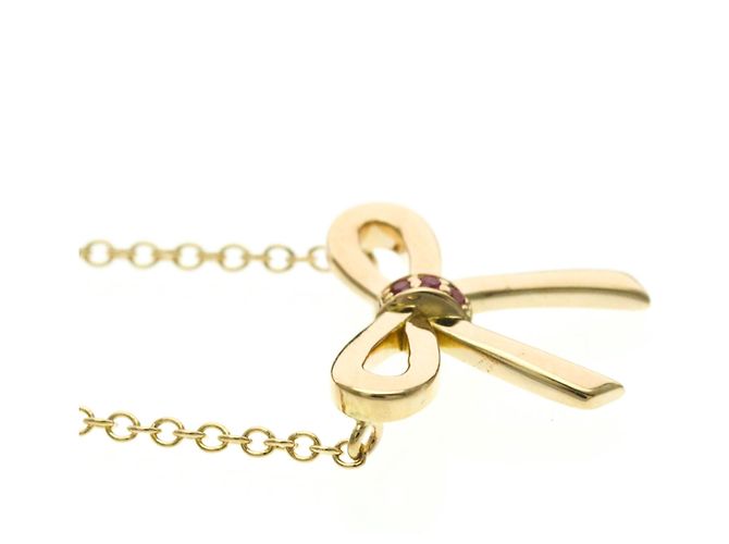 Tiffany & Co Tiffany Bow Halskette mit rosa Saphir Golden - Ansicht 5