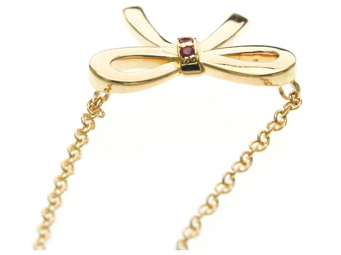 Tiffany & Co Tiffany Bow Halskette mit rosa Saphir Golden - Ansicht 6
