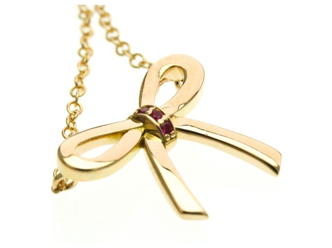 Tiffany & Co Tiffany Bow Halskette mit rosa Saphir Golden - Ansicht 7