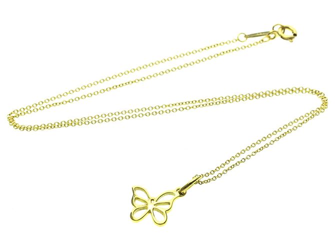 Tiffany & Co Tiffany 18K Gelbgold Schmetterling Anhänger Halskette Golden - Ansicht 12