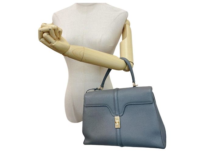 Céline CELINE Celine 16 Seize Medium 2-Wege Schultertasche in Grau Braun - Ansicht 10