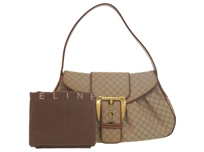 Céline Vintage Hobo-Tasche im Macadam-Muster von Celine Braun Beige - Ansicht 2