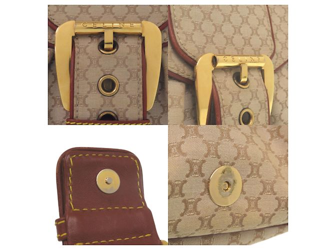 Céline Vintage Hobo-Tasche im Macadam-Muster von Celine Braun Beige - Ansicht 8