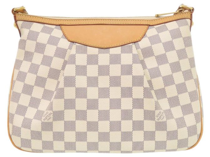 Borsa a Spalla Louis Vuitton Siracusa PM Damier Azur Bianco - vista 2