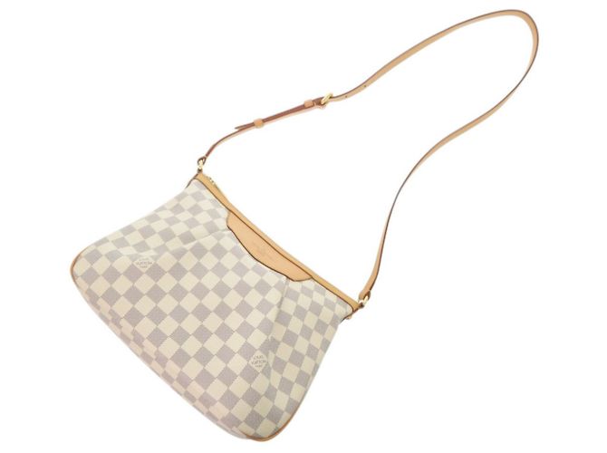 Borsa a Spalla Louis Vuitton Siracusa PM Damier Azur Bianco - vista 6