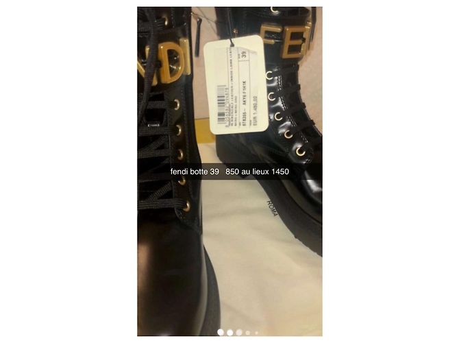 Botas Fendi de cuero negro con hebilla dorada 39 - vista 5