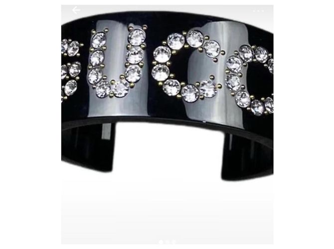 Bracciale rigido Gucci in resina nero Swarovski - vista 3