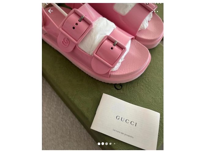 Sandali Gucci rosa in gomma - vista 3
