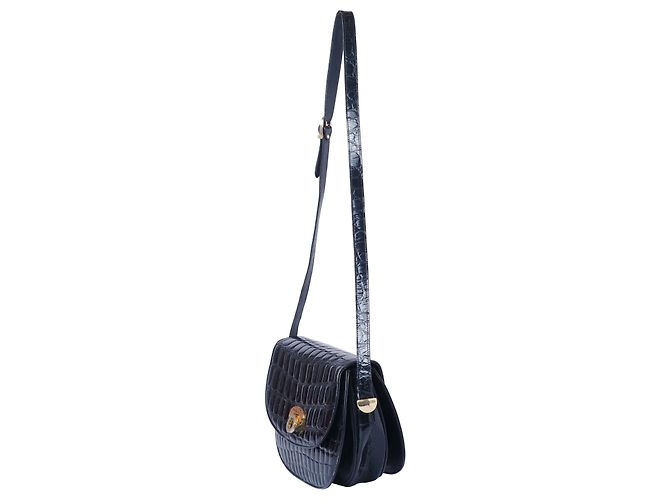 Autre Marque Borsa a tracolla in pelle di coccodrillo nera Collection Privée Nero - vista 2