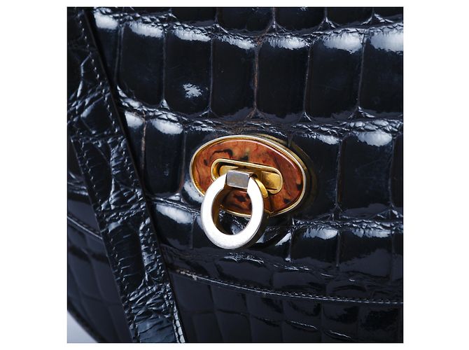 Autre Marque Borsa a tracolla in pelle di coccodrillo nera Collection Privée Nero - vista 6