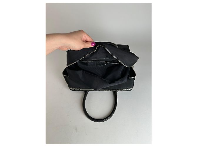Vintage Courreges Canvas-Leder-Handtasche Schwarz - Ansicht 10