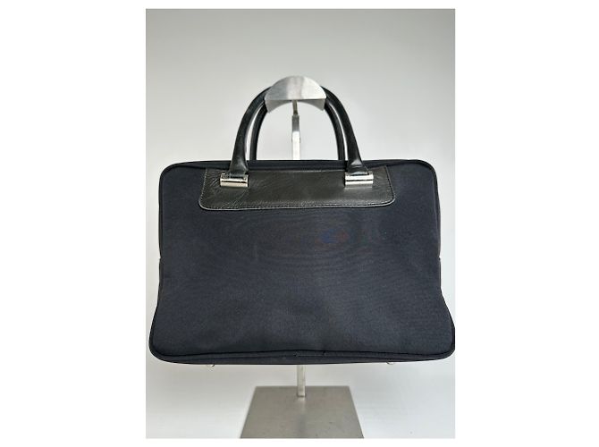 Vintage Courreges Canvas-Leder-Handtasche Schwarz - Ansicht 12