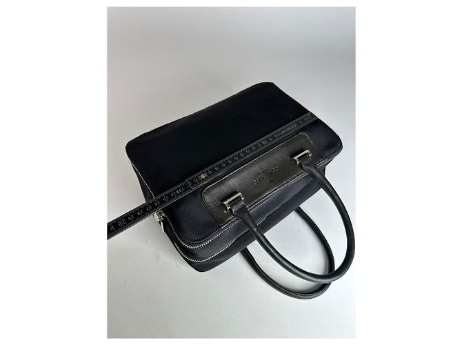 Vintage Courreges Canvas-Leder-Handtasche Schwarz - Ansicht 13