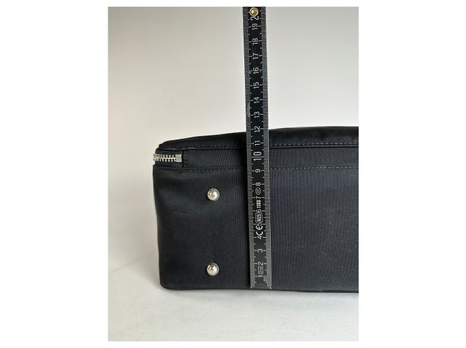 Vintage Courreges Canvas-Leder-Handtasche Schwarz - Ansicht 15