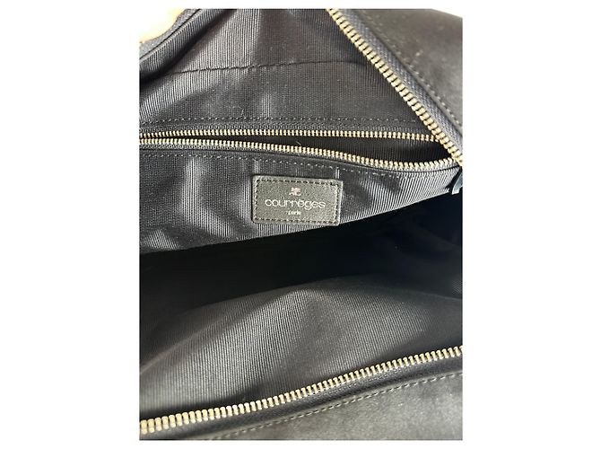 Vintage Courreges Canvas-Leder-Handtasche Schwarz - Ansicht 9