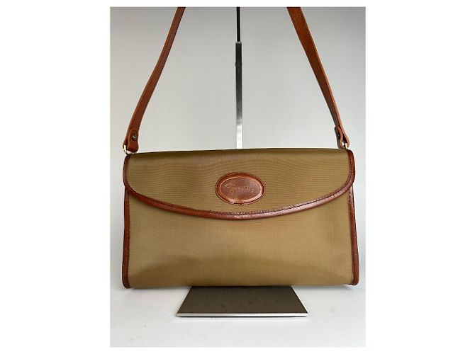 Vintage Givenchy Schultertasche aus Leder / Canvas Camel / Braun - Ansicht 11