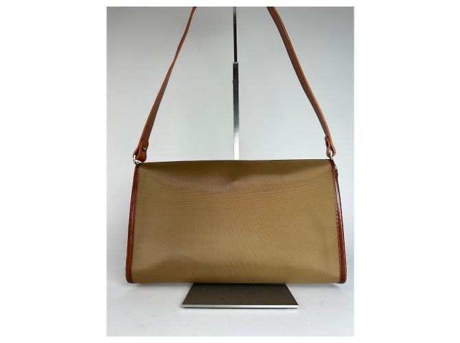 Vintage Givenchy Schultertasche aus Leder / Canvas Camel / Braun - Ansicht 12