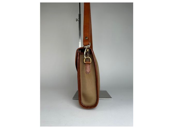 Vintage Givenchy Schultertasche aus Leder / Canvas Camel / Braun - Ansicht 3