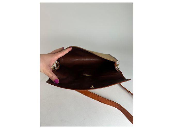 Vintage Givenchy Schultertasche aus Leder / Canvas Camel / Braun - Ansicht 4
