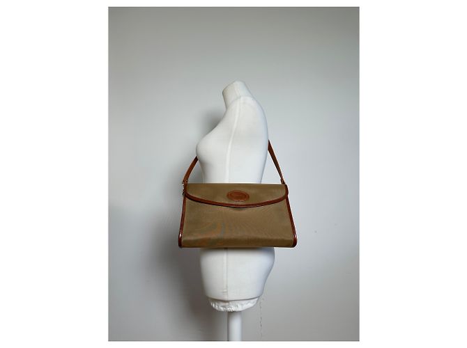 Vintage Givenchy Schultertasche aus Leder / Canvas Camel / Braun - Ansicht 8