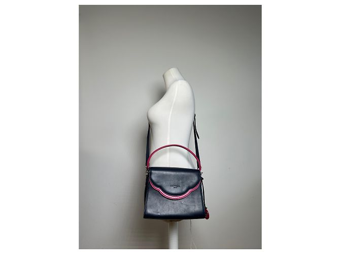 Vintage Courreges 2WAY Lederhandtasche Marine Pink - Ansicht 10