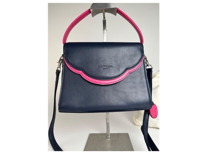 Vintage Courreges 2WAY Lederhandtasche Marine Pink - Ansicht 11