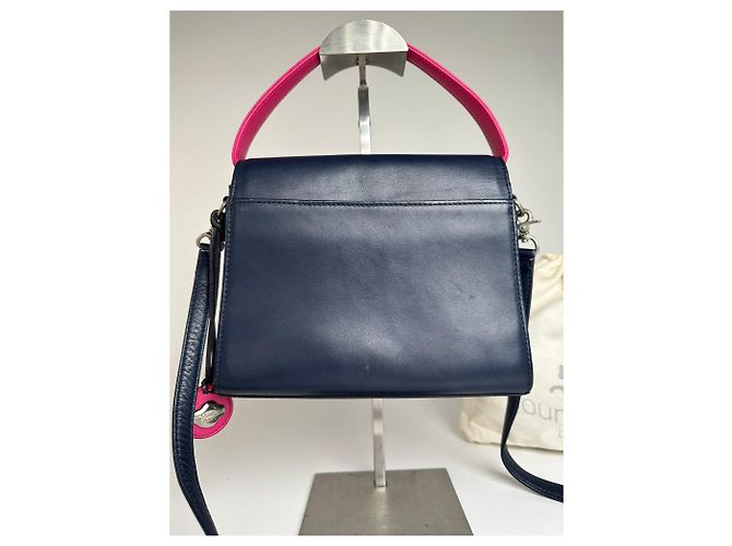 Vintage Courreges 2WAY Lederhandtasche Marine Pink - Ansicht 12
