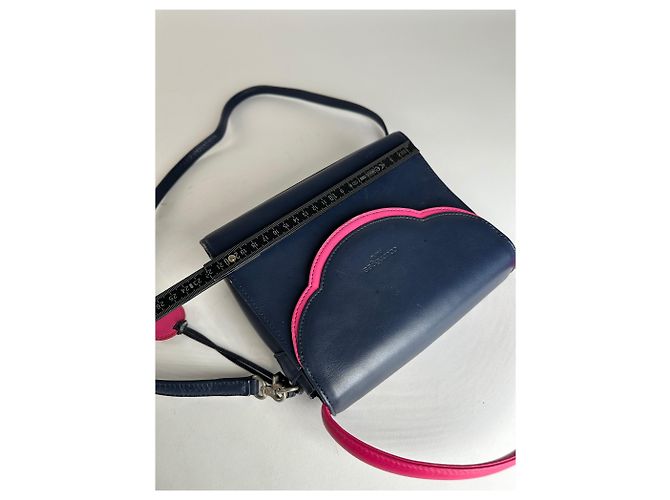 Vintage Courreges 2WAY Lederhandtasche Marine Pink - Ansicht 13