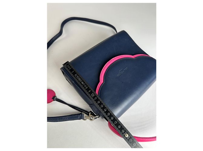Vintage Courreges 2WAY Lederhandtasche Marine Pink - Ansicht 14