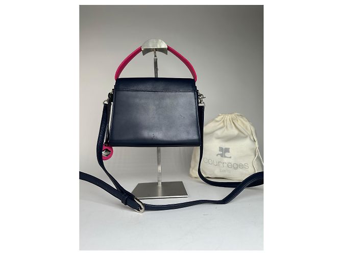 Vintage Courreges 2WAY Lederhandtasche Marine Pink - Ansicht 2
