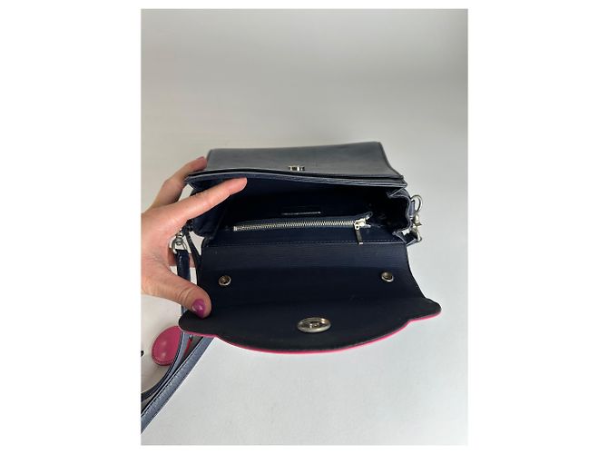 Vintage Courreges 2WAY Lederhandtasche Marine Pink - Ansicht 3