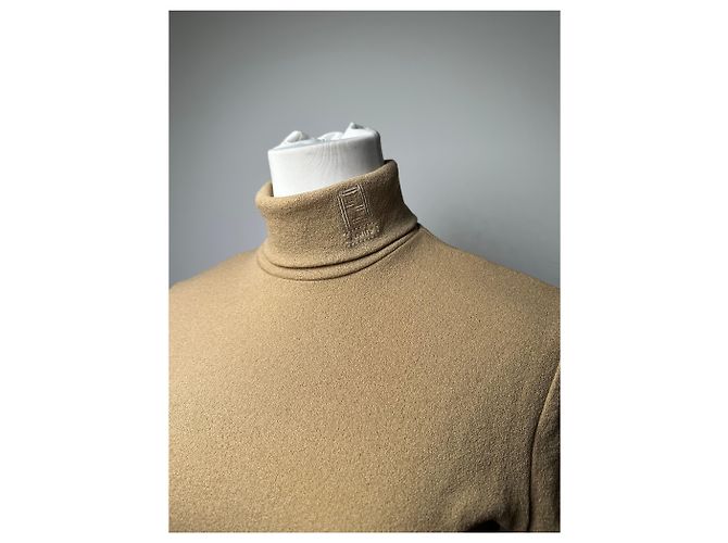 Vintage Fendi Roma Wollrollkragenpullover M Beige - Ansicht 14