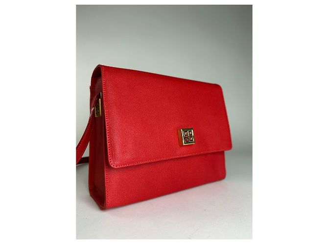 Vintage Givenchy Leder-Canvas Multiway Tasche Rot - Ansicht 10